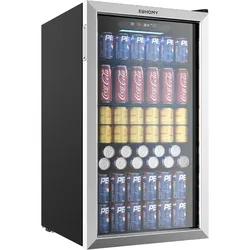 Beverage Refrigerator and Cooler, 126 Can Mini fridge with Glass Door, Small Refrigerator