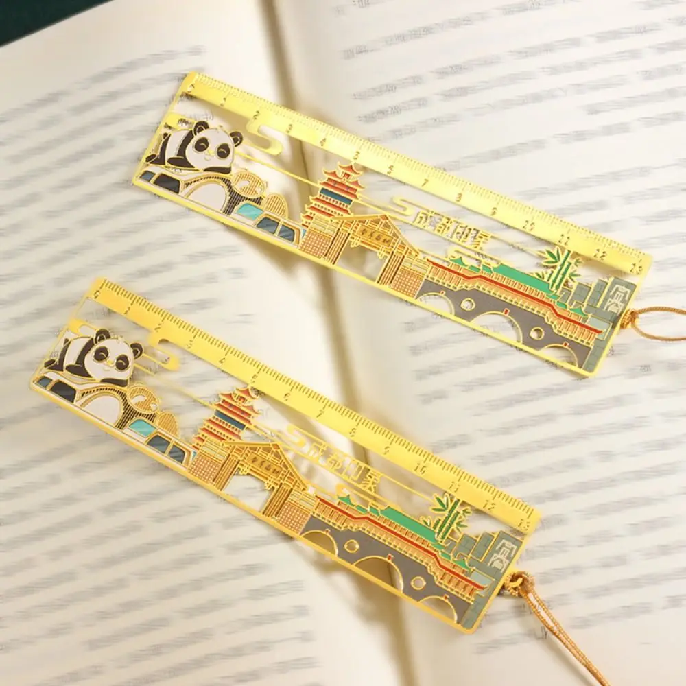 

Tassel Chinese Style Bookmark Panda Chinese City Ruler Bookmarks Gifts Souvenir Ethnic Style Metal Hollow Bookmarks