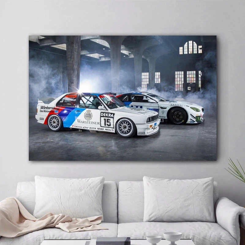 Modern Supercar Poster B M W Tuning M6 E30 Racing Car Canvas Paintings Wall Art Print Picture for Living Room Decor Cuadros