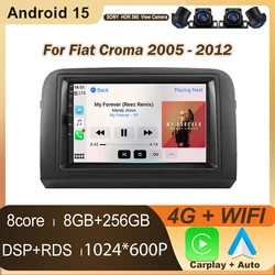 Car Radio For Fiat Croma 2005 -2012 Carplay Android Auto Stereo Player Multimedia GPS Navigation 4G Lte 5G WIFI Head Unit Camera