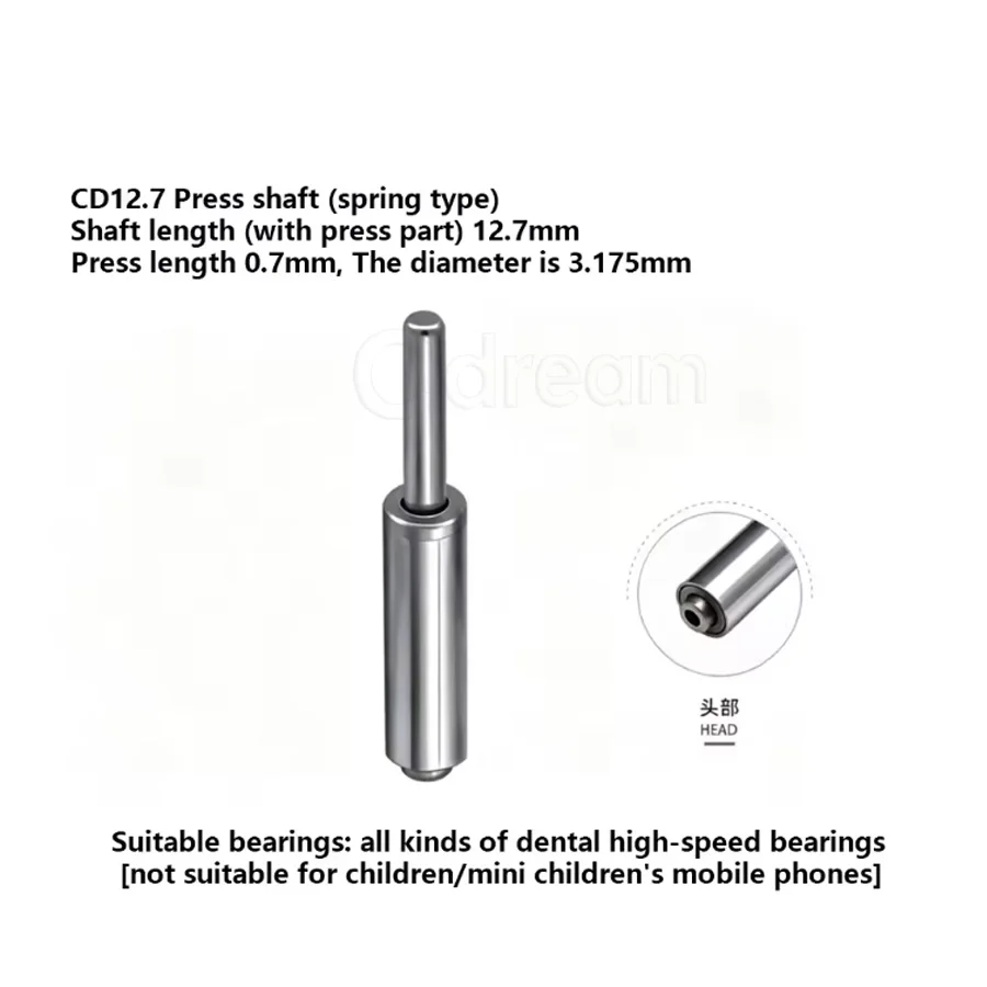 12,7 mm veerpersas tandheelkundige hogesnelheids handstuk reserveonderdelen, universele rotor kern middenas compatibel met NSK Dental