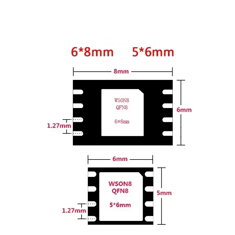 Voor QFN8/WSON8/MLF8/MLP8/DFN8 NAAR DIP8 Socket/Adapter 6*5 MM en 8*6 MM Chip voor T48 TL866II RT809F/H CH341A EZP2019/2023