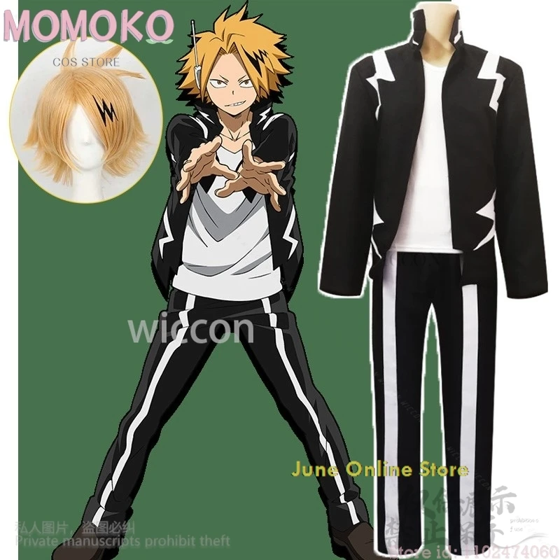 Anime Cosplay Costume My Herooo Academiao Cos Kaminari Denki Black Sport Uniform DK Wigs Halloween Christmas Party Roleplay