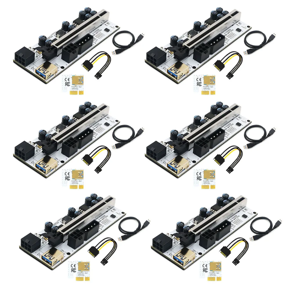 PCIE 라이저 VER010X USB 3.0 VER 010X PCI 익스프레스 케이블 라이저, 비디오 카드 X16 확장기, 비트코인 채굴용 PCI-E 라이저 카드, 6 개