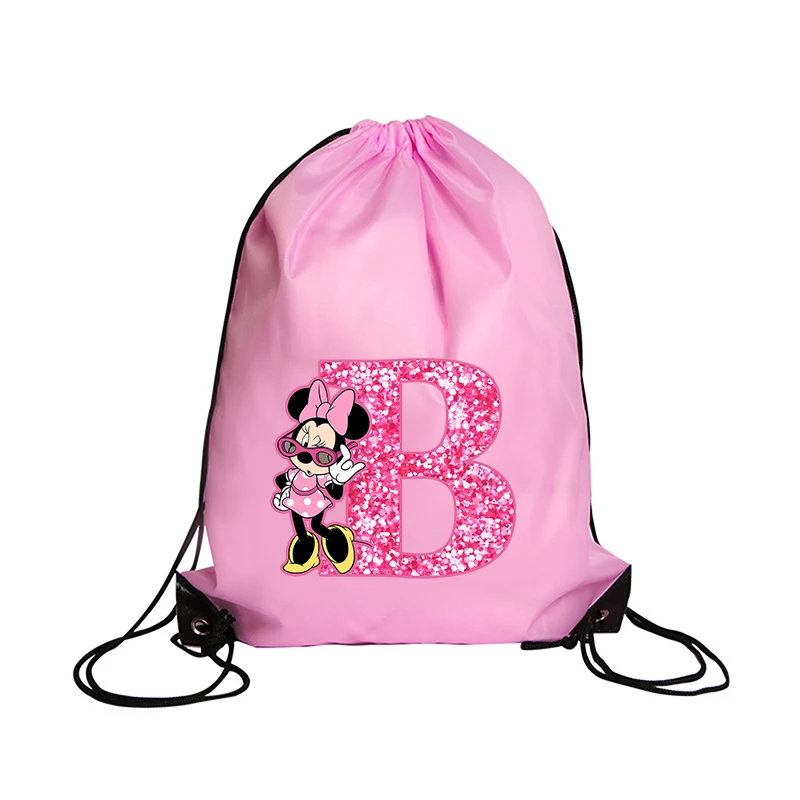 Minnie Mickey Mouse Disney Drawstring Bag Sports Waterproof Backpack Bundle Pocket Terylene Basketball Bags Cartoon Anime Gifts