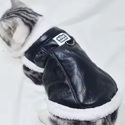 Pet Cat Dog Autumn Winter Thicken Vest Velvet Leather Sleeveless Cat Coat Soft Warm Coat Teddy Bear Schnauzer Dog Warm Clothes