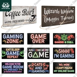 Putuo Decor  Game Sign, Gaming Gamer  Wooden Signs, Wall Art Decor for Boys Playroom Home, 3.9X7.8 inch