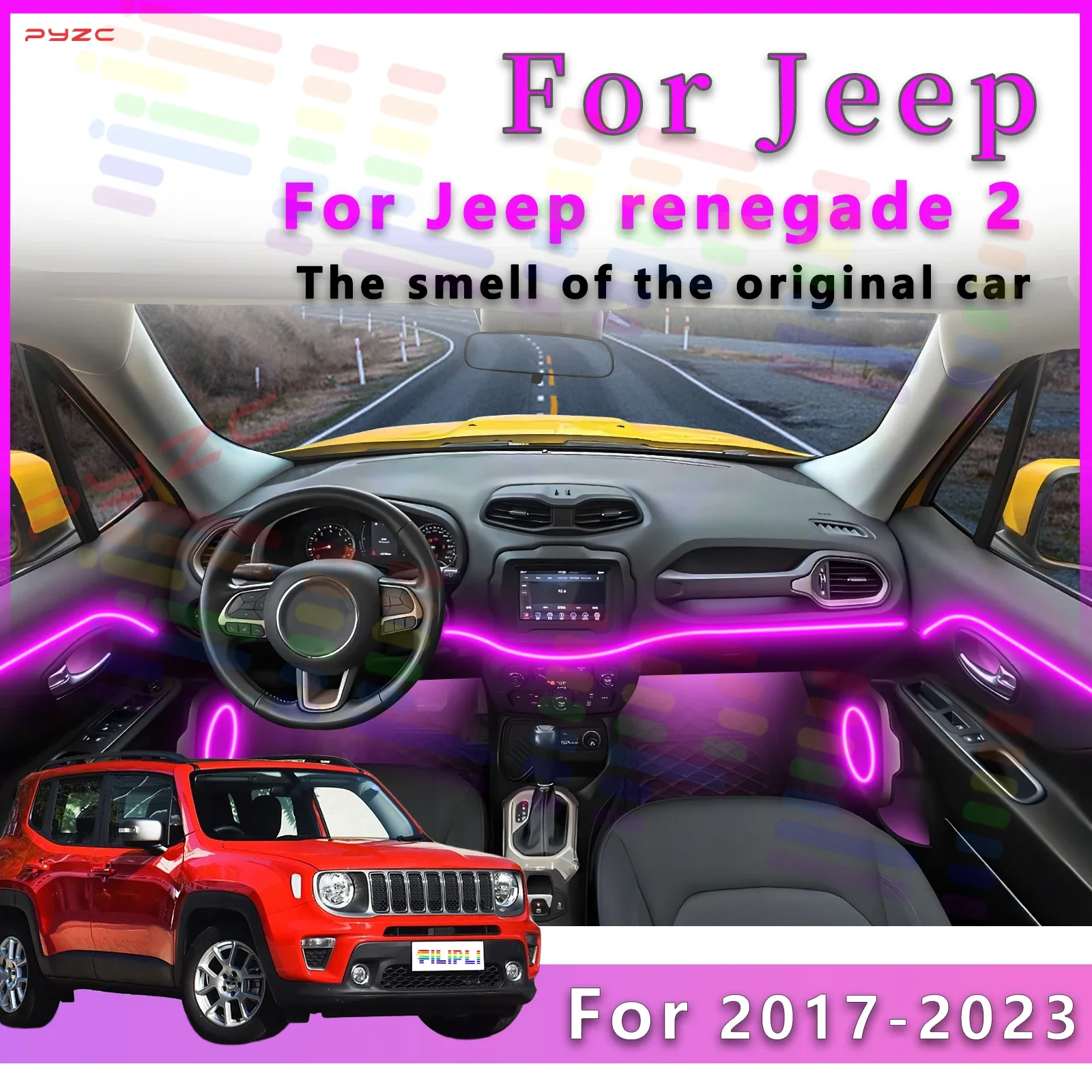 

For JEEP Renegade 2 LED Atmosphere Light Strip for Interior Decoration with Diverse Patterns to Boost Driving Experience