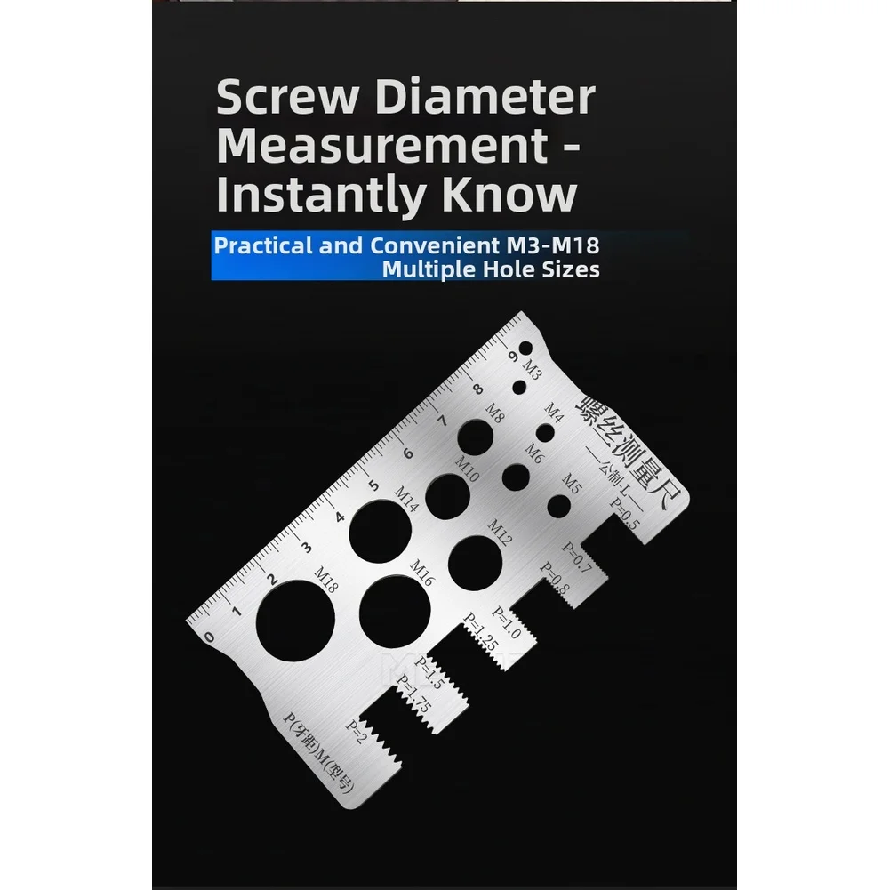 On-site Measurement Thread Pitch Gauge Spiral Ruler Precise Thread Measurement Multi-functional Design 304 Stainless Steel