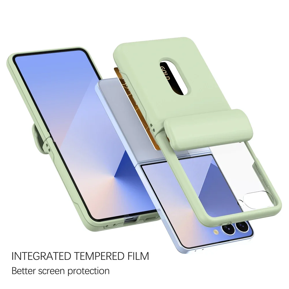 Fashion Candy Einfarbige Handyhülle für Samsung Galaxy Z Flip 7 6 5 4 3 5G Kartensteckplatz Scharnier Komplettpaket Anti-Drop-Schutzhülle – Detail 5