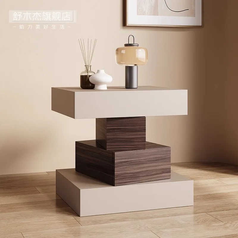 2025 new creative Italian solid wood bedside  simple modern mini bedroom complete simple personalized bedside table