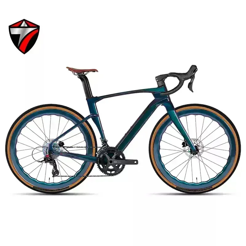 

TWITTER Holographic color Gravel V3 RS-24Speed Off-road grade T900 carbon fiber bycicle 700*40C hydraulic disc brake gravel bike