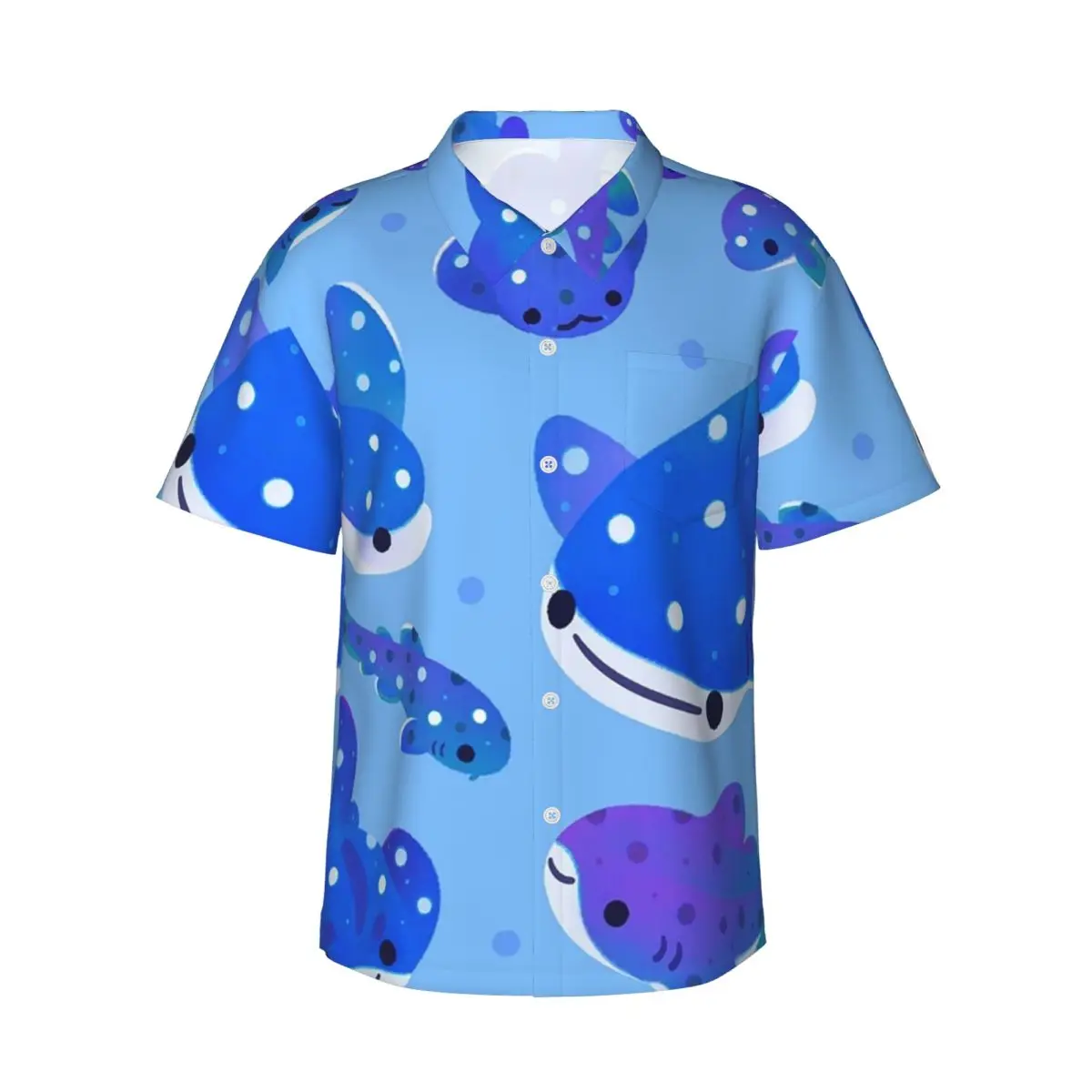 

Мужские рубашки в горошек с акулой, гавайская рубашка с коротким рукавом, повседневные топы на пуговицах для летнего пляжа