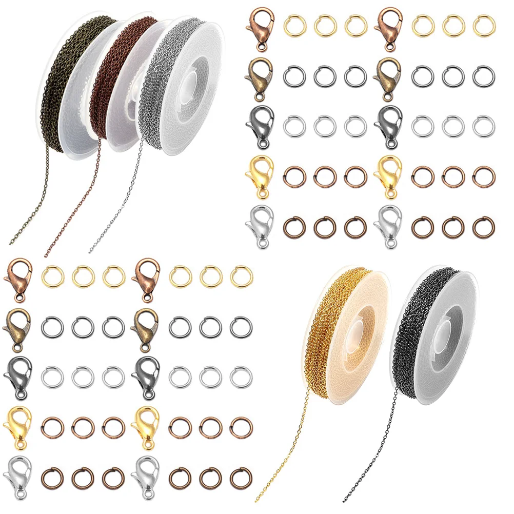 

1 set 1 Set Jewelry Making Chains Lobster Clasps Jump Rings Diy Bracelet Necklace Supplies Chain Roll Kit For Diy Accessories