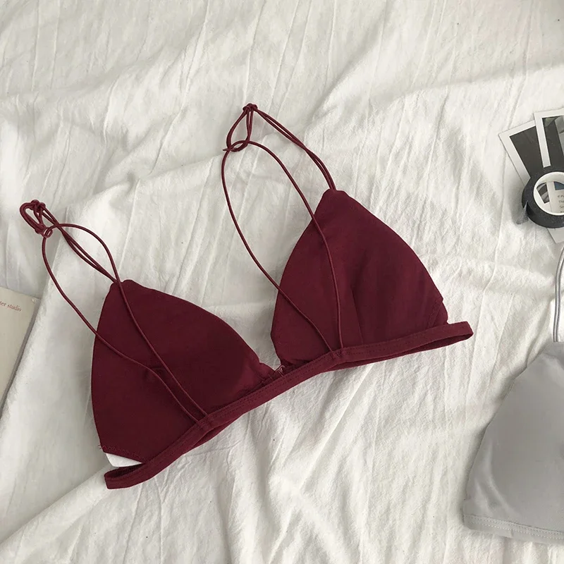 Dámské podprsenky francouzského stylu, sexy tenký pás, bralette dívky, trojúhelníkový košíček, spodní prádlo, podprsenky hluboké V, bezdrátové, měkké, bezešvé - náhled 4