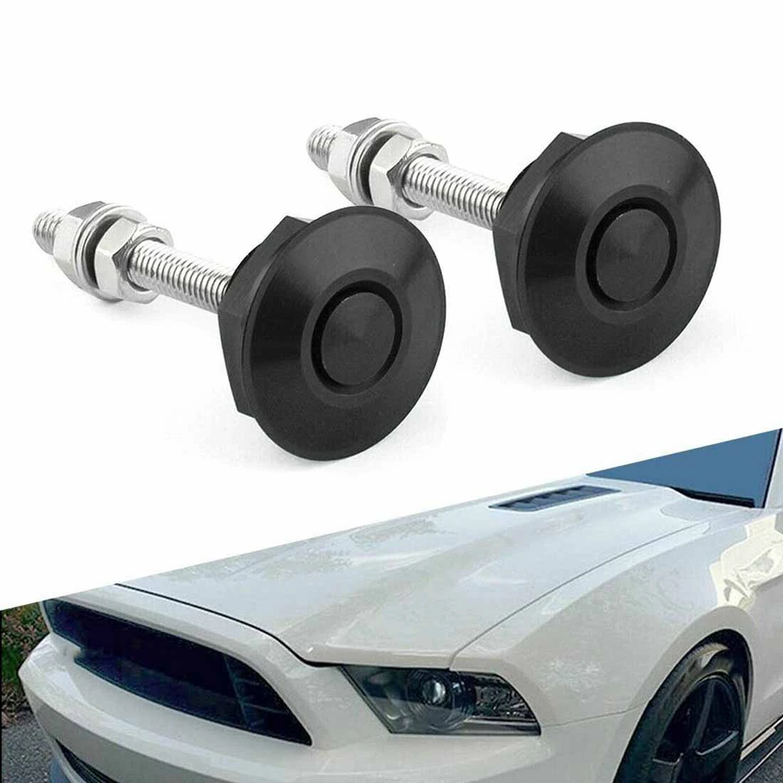 2 PCS Push Button Quick Release Hood Bonnet Pins Lock Clip Car Bumper Latch Kit