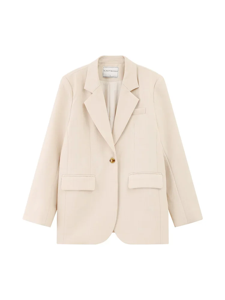 Vintage Oversized Blazer Women Summer Thin Casual Petite Women Suit Jacket with Sharp Shoulders Loose Fit Retro office Outerwear