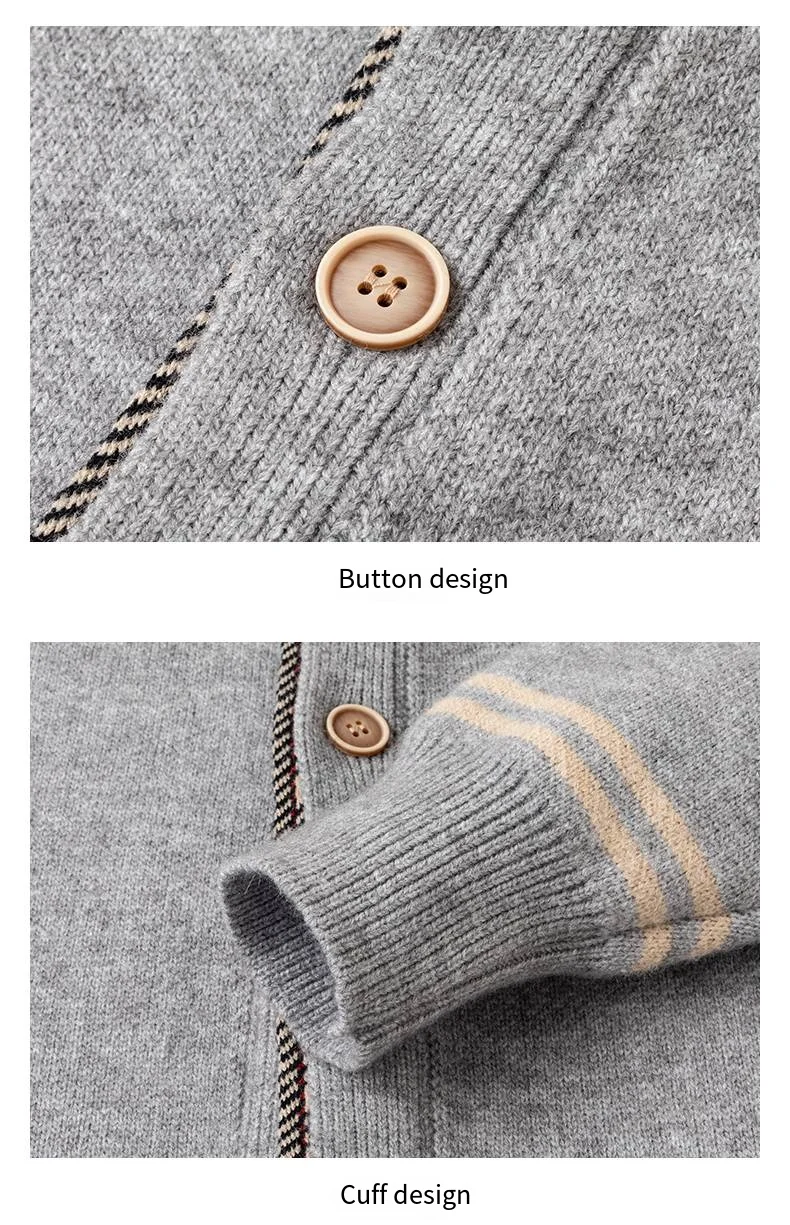 Hochwertige Herren-Strickjacke mit Langen Ärmeln, Einreihig, Farbblock-Design, Herbst-Winter, Neue Lässige Mode-Strickjacke – Detail 3