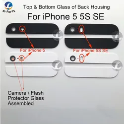 1set Top Bottom Glass Back Rear Cover Housing For iPhone 5 5S SE Assemble Housing Camera Flash Lens