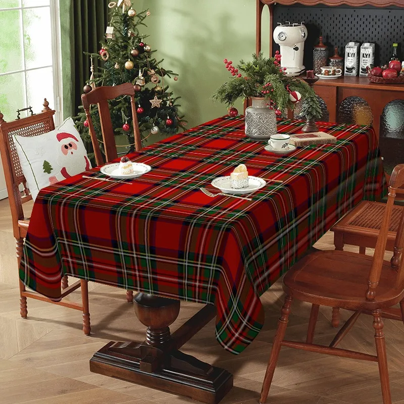 VIKAMA Buffalo Plaid Christmas Tablecloth Red Green Tartan Check Washable Rectangle Table Cover for Xmas Kitchen Dining Decor