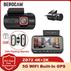 BEPOCAM Dash Cam 4K HD Front Dashcam Smart Car DVR Built-In GPS 5G WiFi Dash Camera Video Recorder 24H Parking Include Rear Cam