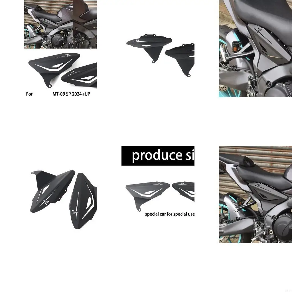 6XDF Motorcycle Side Cover Set, Black Frame Trim Panels Pair for MT09 2024, Finished Side Lines and Road Debris Control