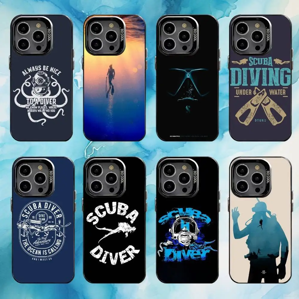 

Scuba Diving Dive Phone Case For iPhone17,16,15,14,13,12,11 Plus,Pro Max Black Candy Matte Shockproof Cover