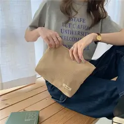 Canvas Makeup Bag New Spring and Autumn Portable Outgoing Feeling Retro Corduroy Pen Bag Phone Zero Wallet Storage Bag