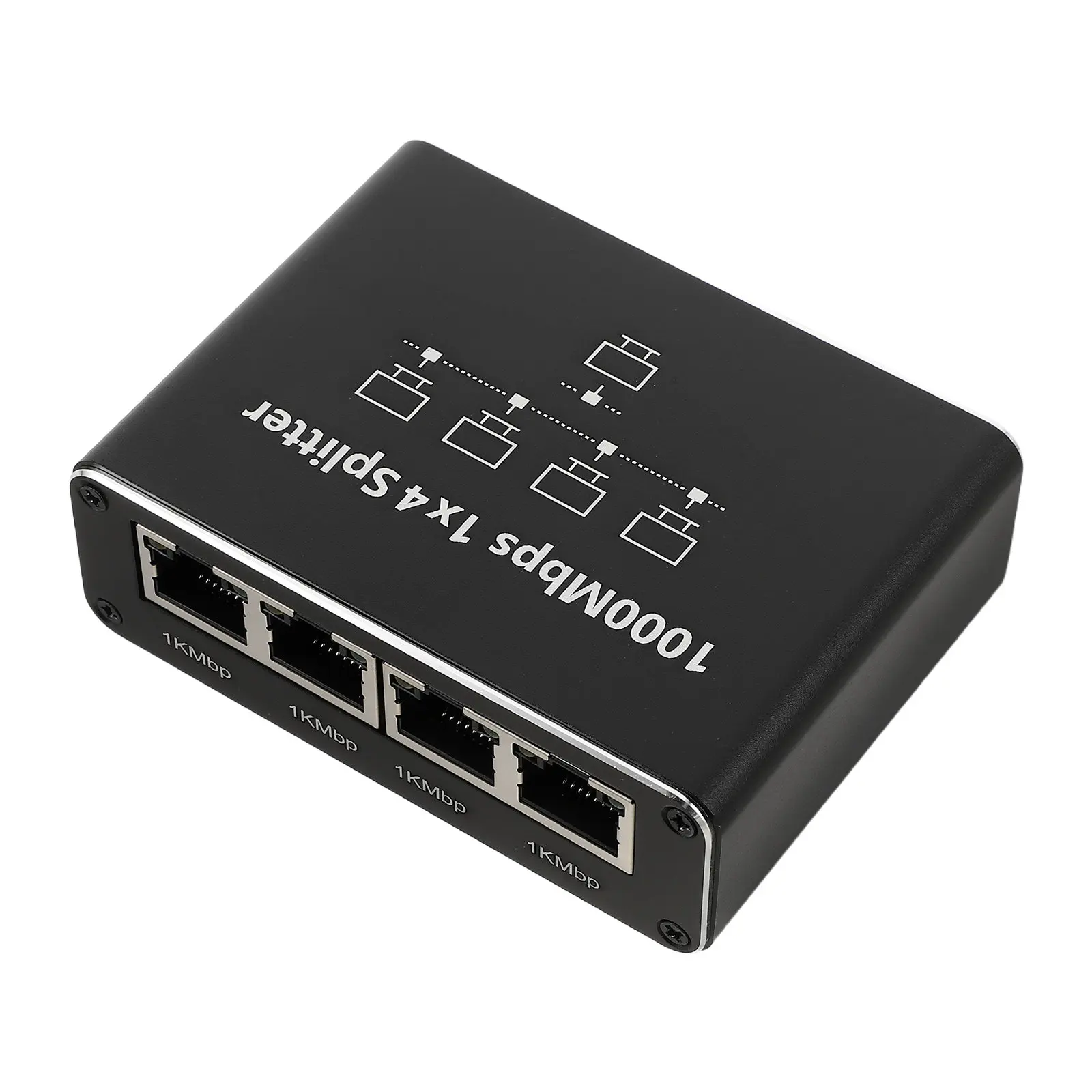 Gigabit Ethernet Splitter 1 to 4 Unpowered Network Adapter High Speed Ethernet Cable Sharing Splitter Box for Computer Router