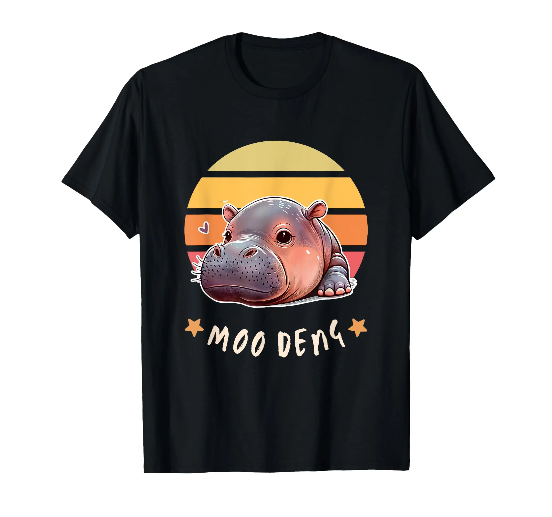 Moo Deng Cute Baby Pygmy Hippo Bouncy Pig in Thai Vintage Classic Logo T Shirt and Stickers, Unisex Adult T Shirt Collection