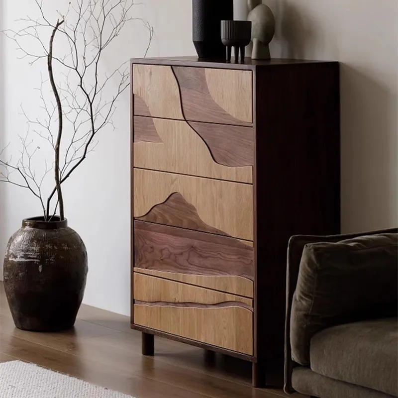 Black walnut solid wood living room against the wall porch storage locker