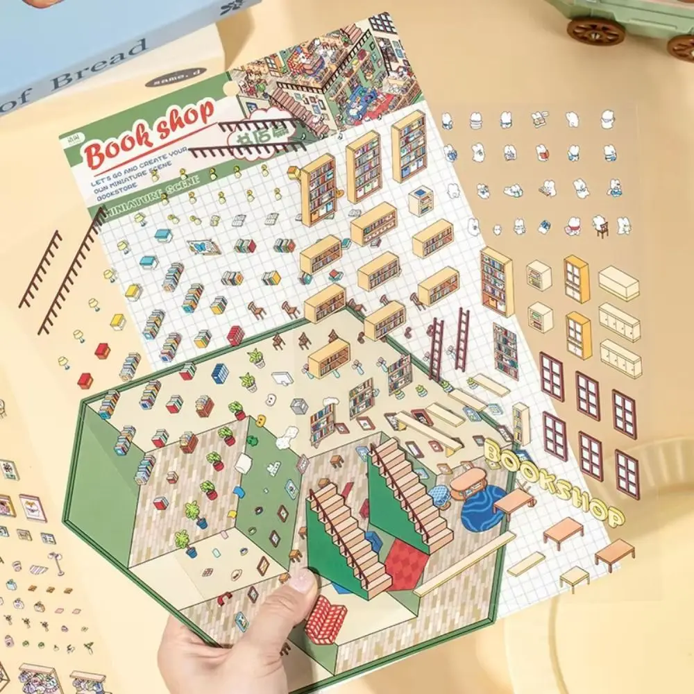 حجم كبير 3D المشهد ملصق ورقة الغابات قرية ركن بارك DIY المشهد ملصق القهوة مخبز مقاوم للماء #4