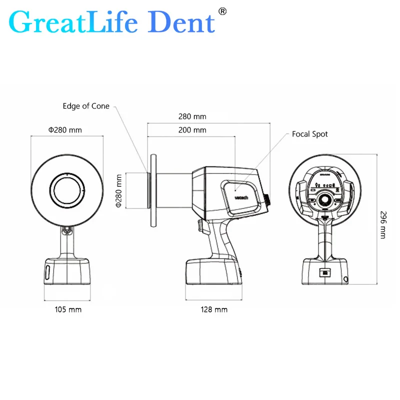 GreatLife Dent Vatech EzRay Air Portable Dental X-Ray Unit Machine with Protective Shield Compatible Digital Radiovisiograph Rvg