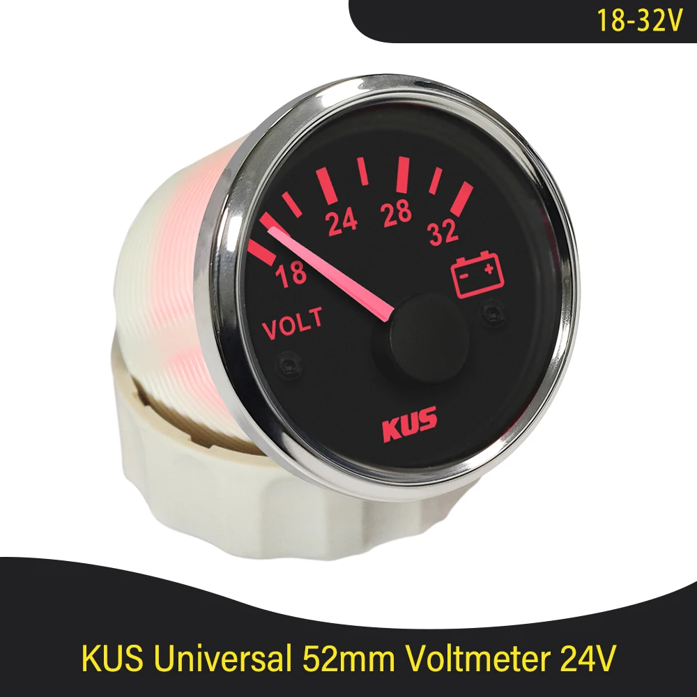 KUS Waterproof Auto Marine Voltage Meter Voltmeter Gauge 8-16V 18-32V 9-32V with Red and Yellow available Backlight