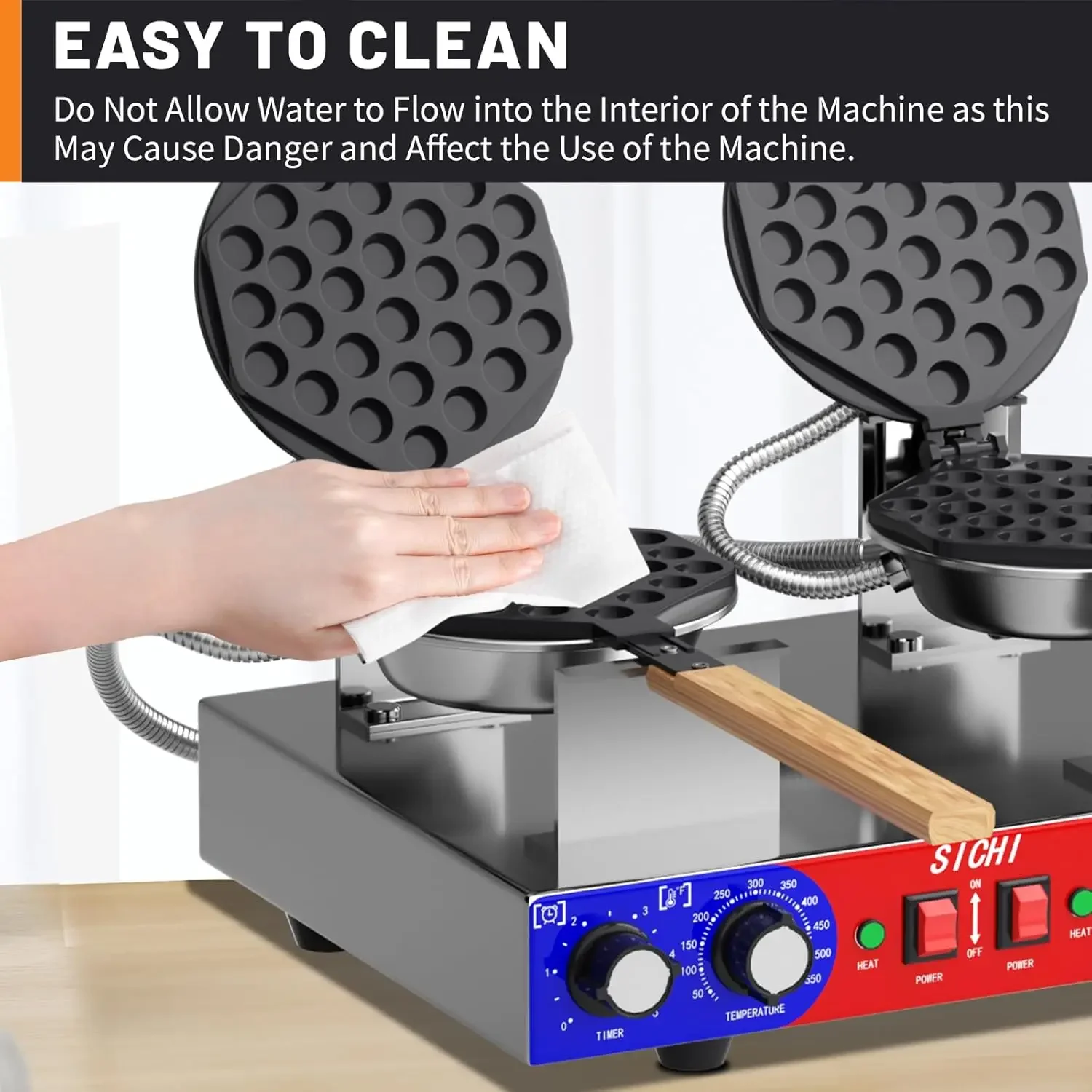 Waffle Maker Machine with 550℉Heating and Timer Control,7'' x 8'' Large Egg Pancake Double-sided Egg Waffle Maker with Nonstick,