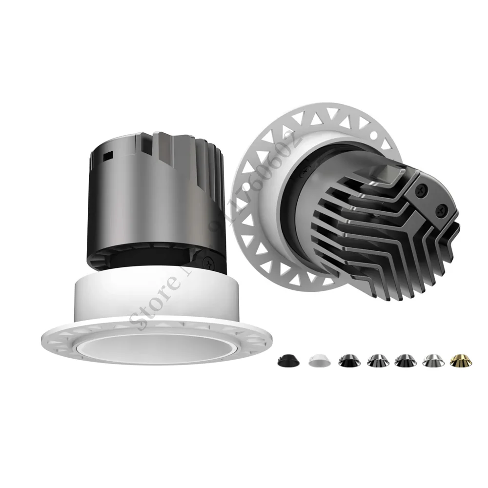 Round Recessed Anti-glare LED COB Downlight 7W 10W 15W 18W Dimmable 110V 220V Ceiling Spotlight For Foyer Study Shop Lighting