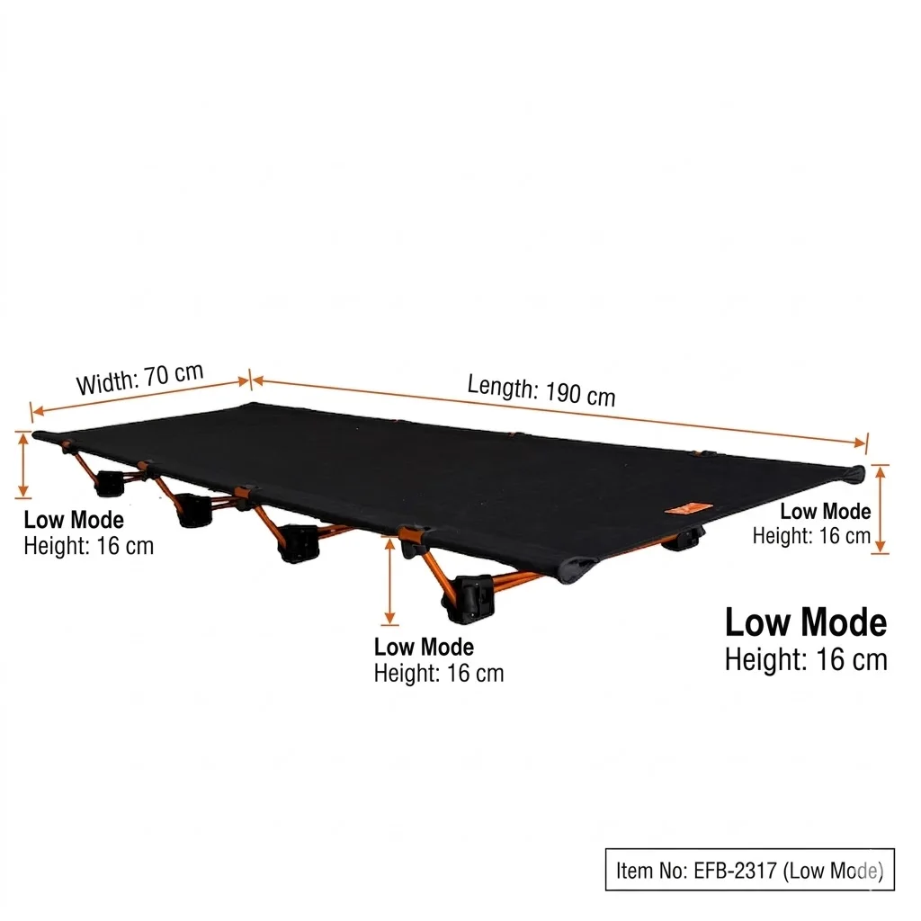 Outdoor Ultra-light Portable Folding Camping Cot 7075 Aluminum Alloy Height Adjustable Sleeping Bed Heavy Duty Field Bed