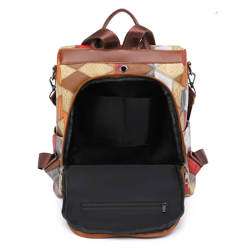 Anti-theft Waterproof PU Leather Women Backpack Female Travel Bag Casual Schoolbag For Teenage Girls Multi-pocket Bookbag