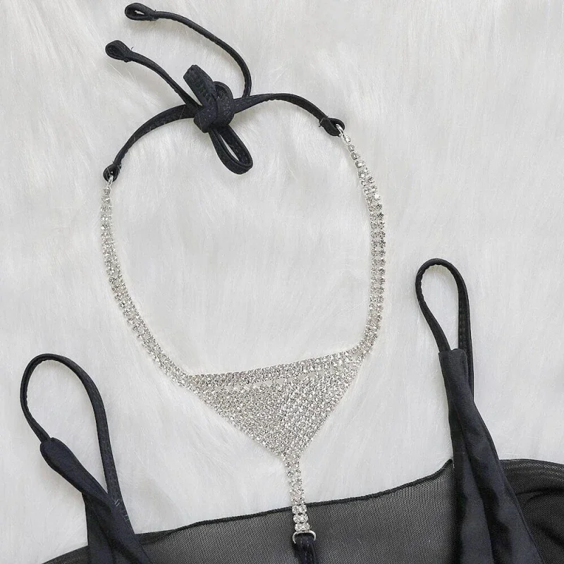 Bikini Luxury Crystal Choker Swimsuit Cover-Up Three-Piece Set Women's Swimwear