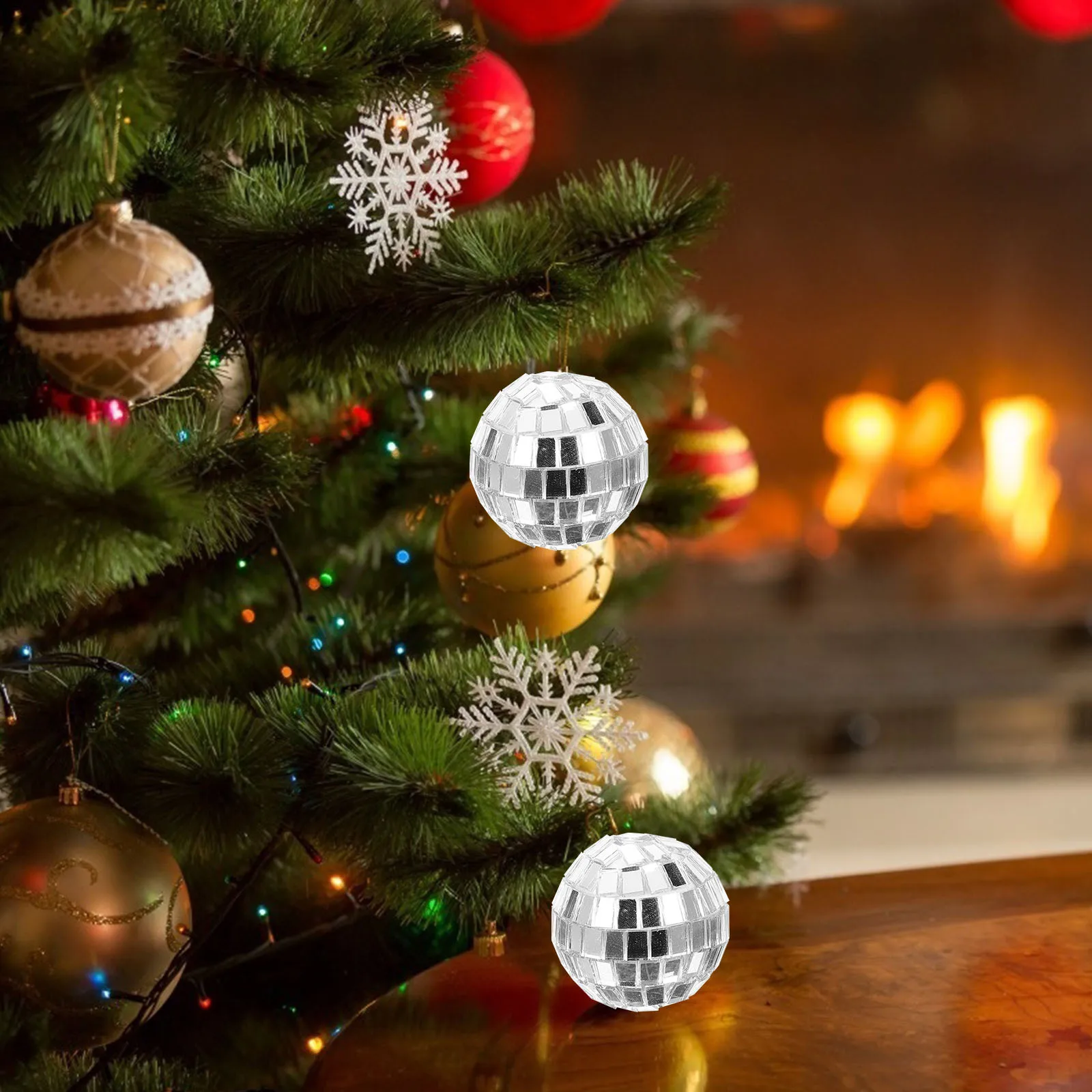 Bola de discoteca con espejo plateado, adorno reflectante de cristal colgante para fiesta, boda, decoración de Bar, efectos de iluminación, 12 Uds.