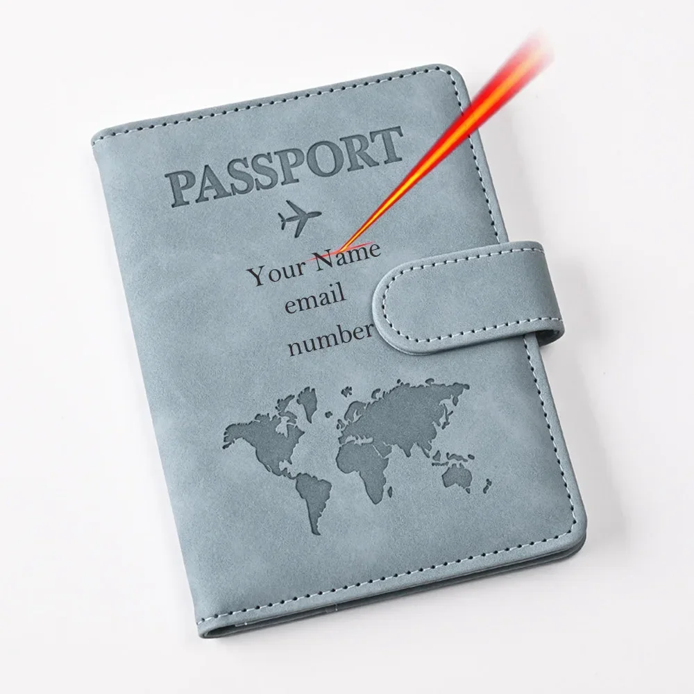 Customizable Passport Covers and Wallets Customized Name ID Bank Card PU Leather Passport Pouch Travel Accessories