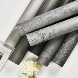 Industrial Cement Grey PVC Waterproof Wallpaper Clothing Store Living Room Decor Contact Paper Vinyl Self Adhesive Wall Stickers