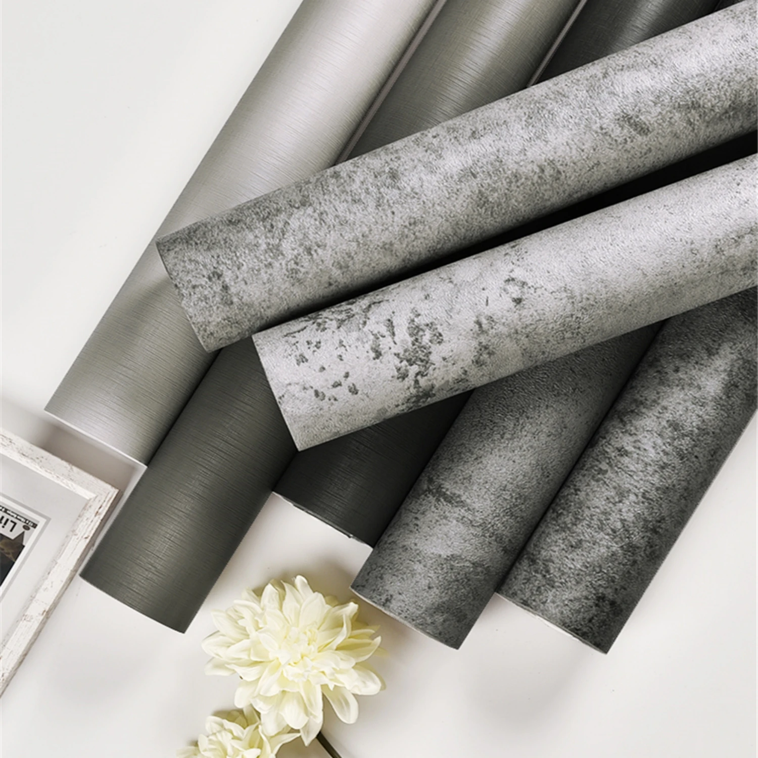 Industrial Cement Grey PVC Waterproof Wallpaper Clothing Store Living Room Decor Contact Paper Vinyl Self Adhesive Wall Stickers