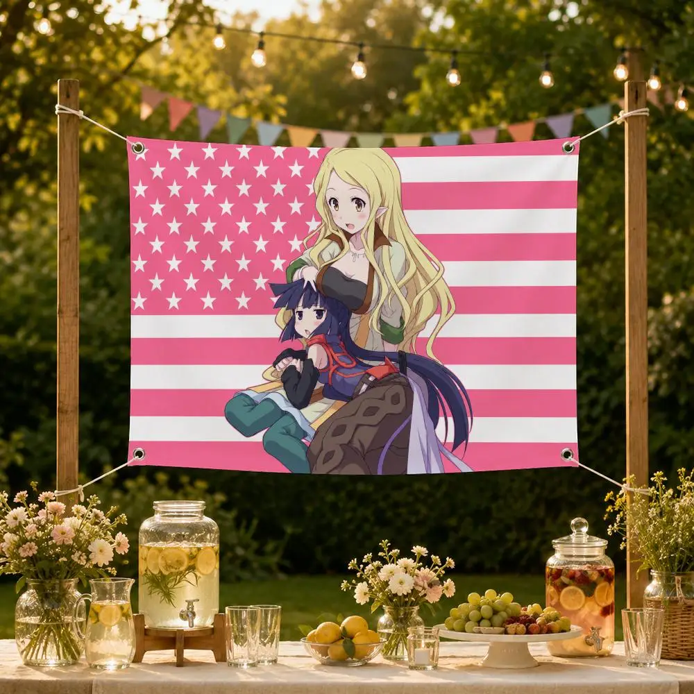 Anime Fantasy Log Horizon Flags Decorative Flag Banner for Garden Yard Lawn Outdoor Home Party Wall Decor