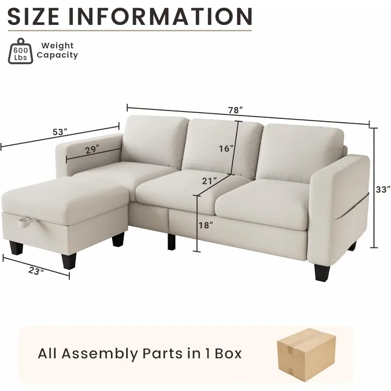 Small Sectional Couch, 78