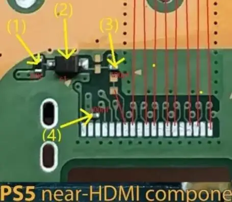 For PlayStation 5 PS5 Near-HDMI Port Connector C1 Diode 27K Resistor 100PF 100NF Capacitor Caps Components Parts