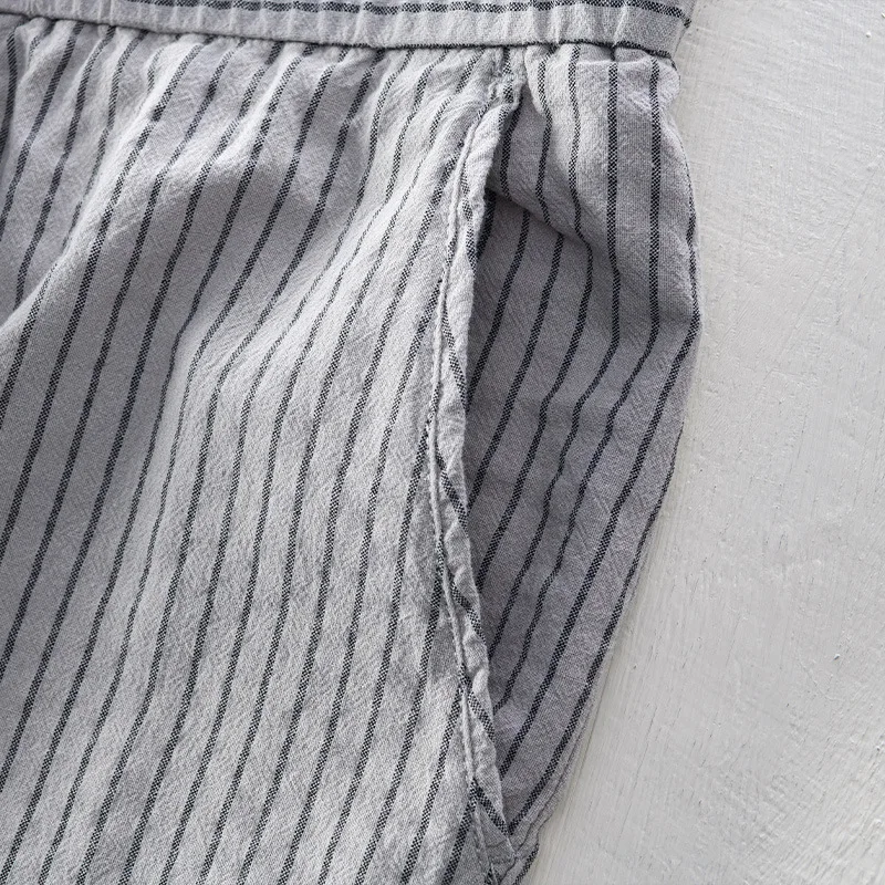 202 nuovi pantaloni casual slim fit giapponesi da uomo Sle modello a righe Dstring pantaloni per il tempo libero estivi per giovani alla moda e Haome
