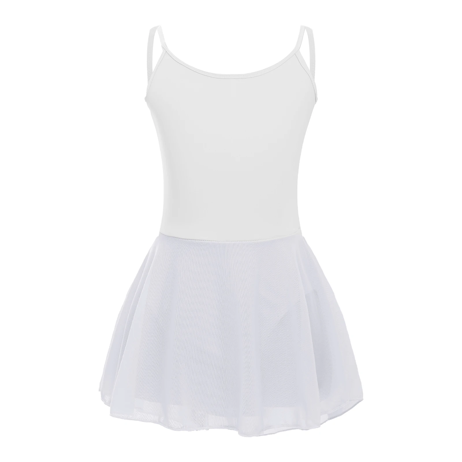 Robe de Ballet pour Fille, Bretelles Spaghetti, Dos Bas, Justaucorps à Jupe, Ballerine, AqTraining Camisole