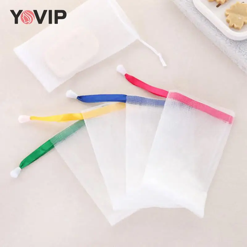 10Pcs Mesh Zeep Tas Saver Pouch Bar Zeep Exfoliërende Mesh Zakken Voor Douche Bubble Schuim Netto Pocket Kleur Willekeurige