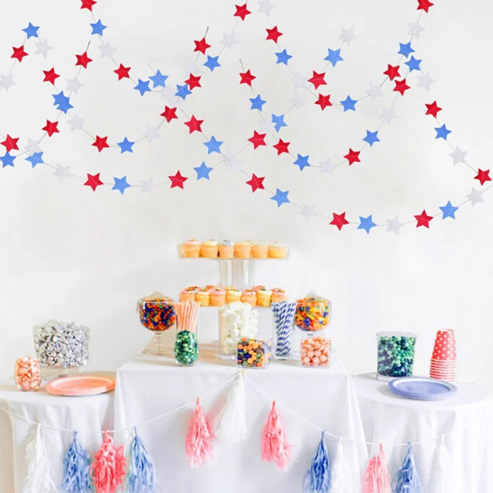 

3 Pcs Bunting Five-pointed Star Pull Flower Decoration Independence Day Decorations Paper Garland
